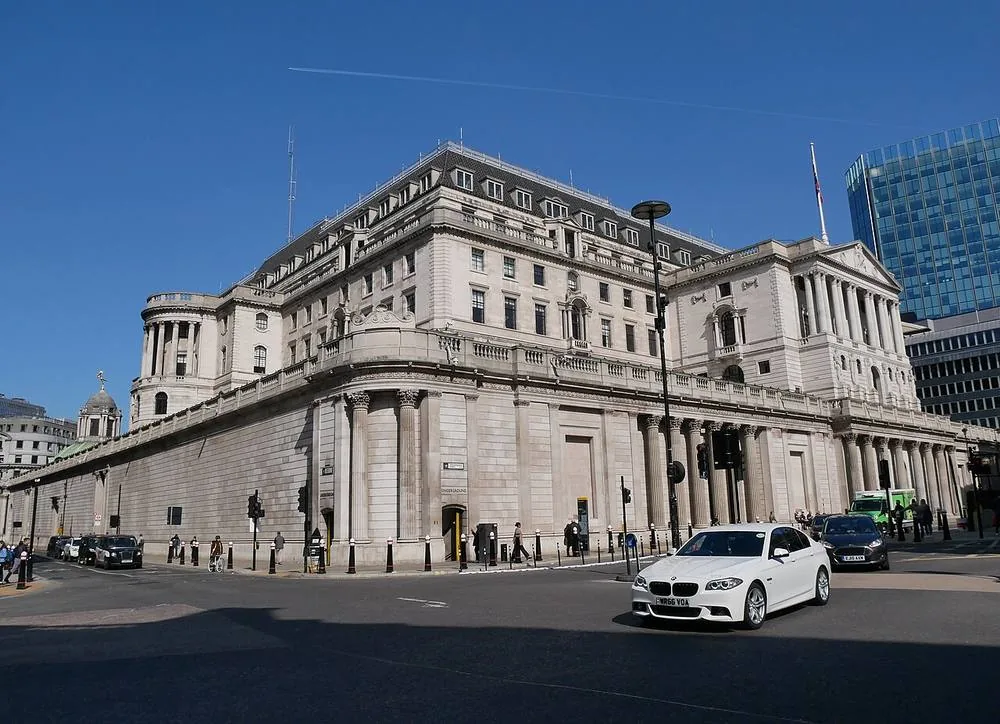 The Bank of England building on Threadneedle Street, City of London